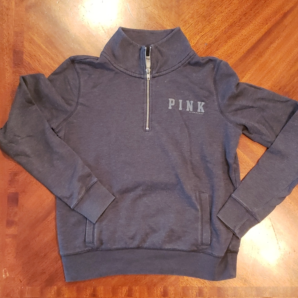 PINK Victoria's Secret Gray Quarter-Zip Sweatshirt